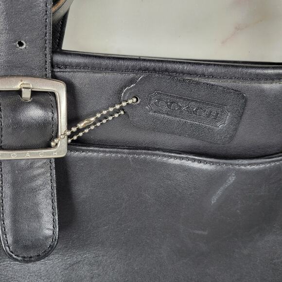 Vintage Coach Legacy Tote Bag Black‎ Soft Leather Compartments Shoulder Straps - Picture 16 of 16